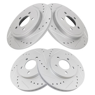 TRQ® - Performance Cross Drilled and Slotted Front and Rear Disc Brake Rotors