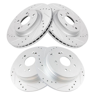 TRQ® - Performance Cross Drilled and Slotted Front and Rear Disc Brake Rotors
