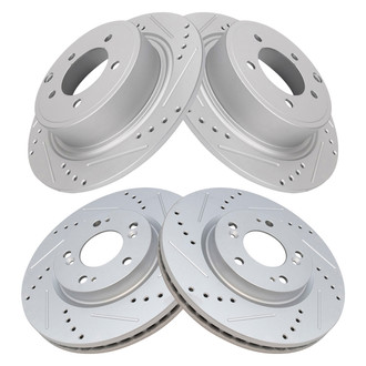 TRQ® - Performance Cross Drilled and Slotted Front and Rear Disc Brake Rotors