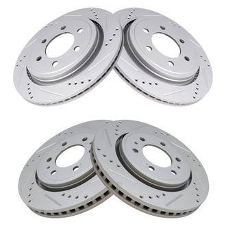 TRQ® - Performance Cross Drilled and Slotted Front and Rear Disc Brake Rotors
