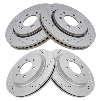 TRQ® - Performance Cross Drilled and Slotted Front and Rear Disc Brake Rotors