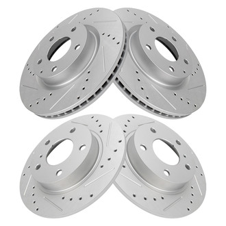 TRQ® - Performance Cross Drilled and Slotted Front and Rear Disc Brake Rotors