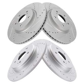 TRQ® - Performance Cross Drilled and Slotted Front and Rear Disc Brake Rotors