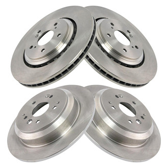 TRQ® - Plain Front and Rear Disc Brake Rotors