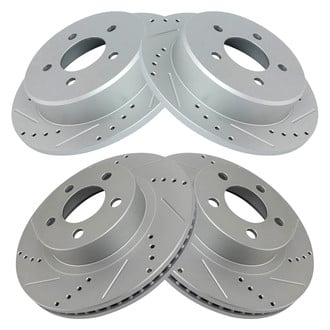 TRQ® - Performance Cross Drilled and Slotted Front and Rear Disc Brake Rotors