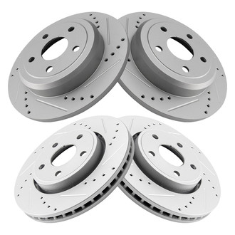 TRQ® - Performance Cross Drilled and Slotted Front and Rear Disc Brake Rotors
