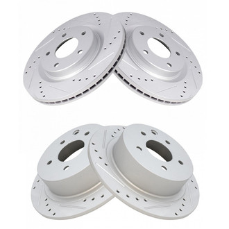 TRQ® - Performance Cross Drilled and Slotted Front and Rear Disc Brake Rotors
