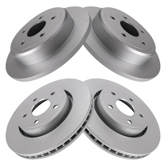 TRQ® - Plain Front and Rear Disc Brake Rotors