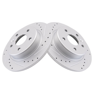 TRQ® - Performance Cross Drilled and Slotted Rear Disc Brake Rotors
