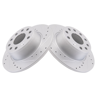 TRQ® - Performance Cross Drilled and Slotted Rear Disc Brake Rotors