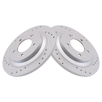 TRQ® - Performance Cross Drilled and Slotted Rear Disc Brake Rotors