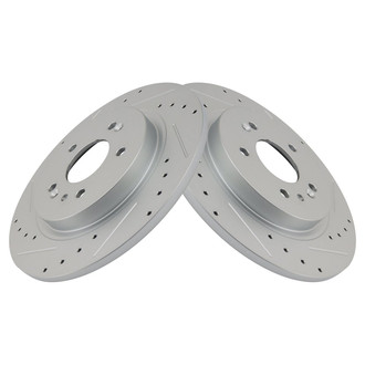 TRQ® - Performance Cross Drilled and Slotted Rear Disc Brake Rotors