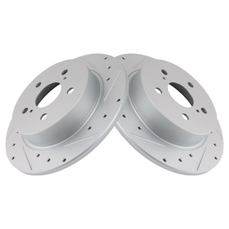 TRQ® - Performance Cross Drilled and Slotted Rear Disc Brake Rotors