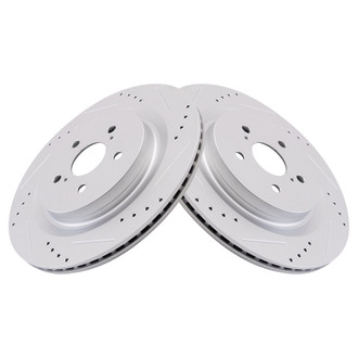 TRQ® - Performance Cross Drilled and Slotted Rear Disc Brake Rotors