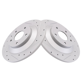 TRQ® - Performance Cross Drilled and Slotted Rear Disc Brake Rotors