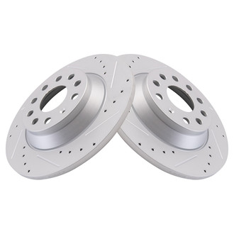 TRQ® - Performance Cross Drilled and Slotted Rear Disc Brake Rotors