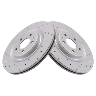 TRQ® - Performance Cross Drilled and Slotted Rear Disc Brake Rotors