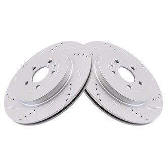 TRQ® - Performance Cross Drilled and Slotted Rear Disc Brake Rotors