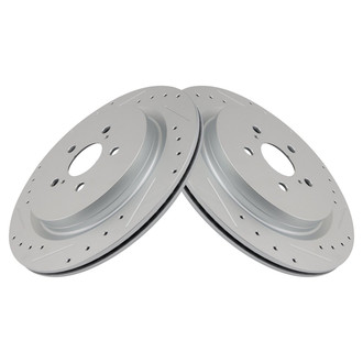 TRQ® - Performance Cross Drilled and Slotted Rear Disc Brake Rotors