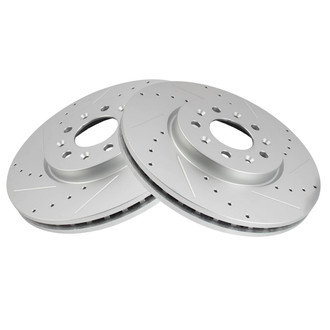 TRQ® - Performance Cross Drilled and Slotted Front Disc Brake Rotors