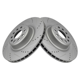 TRQ® - Performance Cross Drilled and Slotted Rear Disc Brake Rotors
