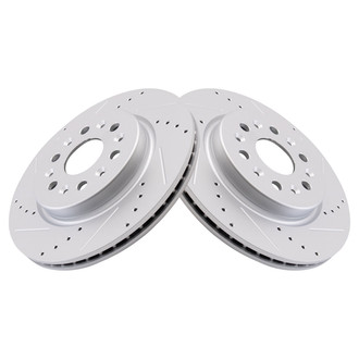TRQ® - Performance Cross Drilled and Slotted Rear Disc Brake Rotors