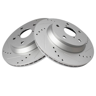 TRQ® - Performance Cross Drilled and Slotted Rear Disc Brake Rotors