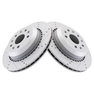 TRQ® - Performance Cross Drilled and Slotted Rear Disc Brake Rotors