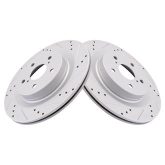 TRQ® - Performance Cross Drilled and Slotted Rear Disc Brake Rotors