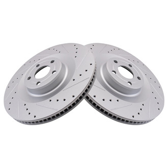 TRQ® - Performance Cross Drilled and Slotted Front Disc Brake Rotors