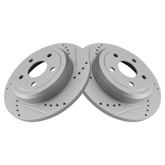 TRQ® - Performance Cross Drilled and Slotted Rear Disc Brake Rotors