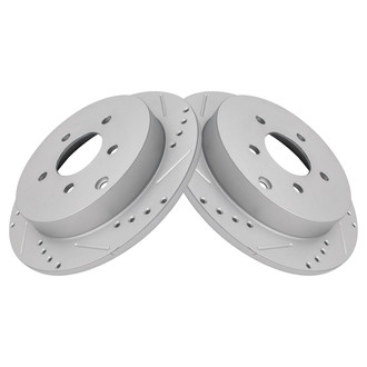 TRQ® BRA70558 - Performance Cross Drilled and Slotted Rear Disc Brake Rotors