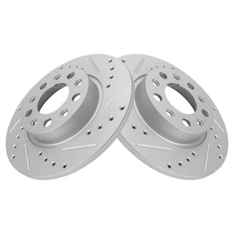 TRQ® - Performance Cross Drilled and Slotted Rear Disc Brake Rotors
