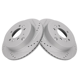 TRQ® - Performance Cross Drilled and Slotted Rear Disc Brake Rotors