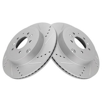 TRQ® - Performance Cross Drilled and Slotted Rear Disc Brake Rotors