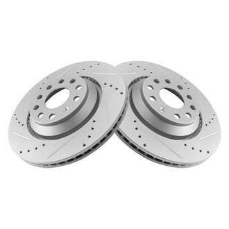 TRQ® - Performance Cross Drilled and Slotted Rear Disc Brake Rotors