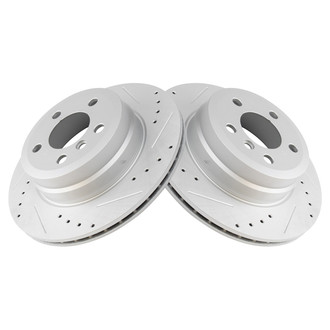 TRQ® - Performance Cross Drilled and Slotted Rear Disc Brake Rotors