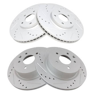 TRQ® - Performance Cross Drilled and Slotted Front and Rear Disc Brake Rotors