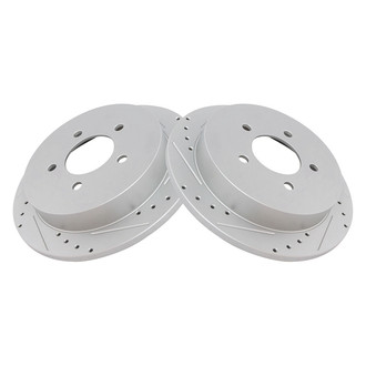 TRQ® - Performance Cross Drilled and Slotted Rear Disc Brake Rotors