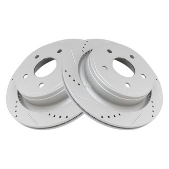 TRQ® - Performance Cross Drilled and Slotted Rear Disc Brake Rotors
