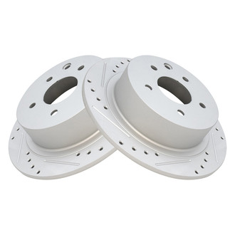 TRQ® - Performance Cross Drilled and Slotted Rear Disc Brake Rotors