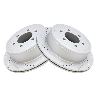 TRQ® - Performance Cross Drilled and Slotted Rear Disc Brake Rotors