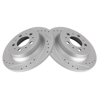 TRQ® - Performance Cross Drilled and Slotted Rear Disc Brake Rotors