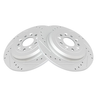 TRQ® - Performance Cross Drilled and Slotted Rear Disc Brake Rotors