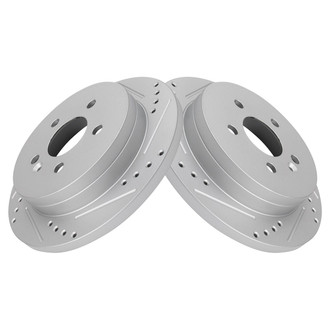 TRQ® - Performance Cross Drilled and Slotted Rear Disc Brake Rotors
