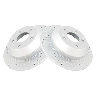 TRQ® BRA74861 - Performance Cross Drilled and Slotted Rear Disc Brake Rotors