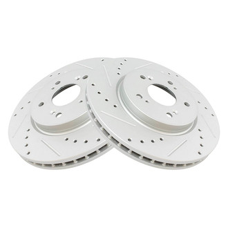 TRQ® - Performance Cross Drilled and Slotted Front Disc Brake Rotors