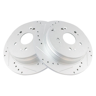 TRQ® - Performance Cross Drilled and Slotted Rear Disc Brake Rotors