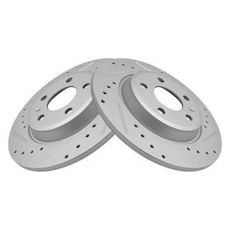 TRQ® - Performance Cross Drilled and Slotted Rear Disc Brake Rotors