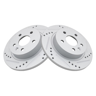 TRQ® - Performance Cross Drilled and Slotted Rear Disc Brake Rotors